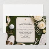 Golf Wedding Invitation with White Roses (Devant / Derrière)