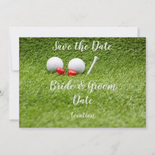 Golf Wedding Party met golfbal en hartliefde  Kaart