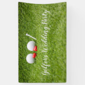 Golf Wedding Party met golfbal en hartliefde Spandoek (Verticaal)