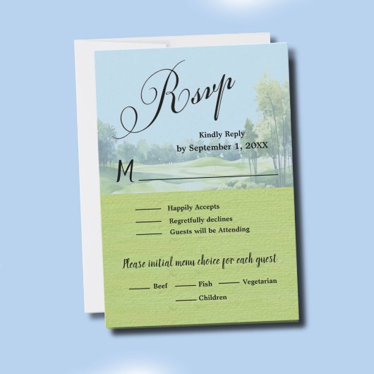 Golf Wedding RSVP Card QR Code Optional