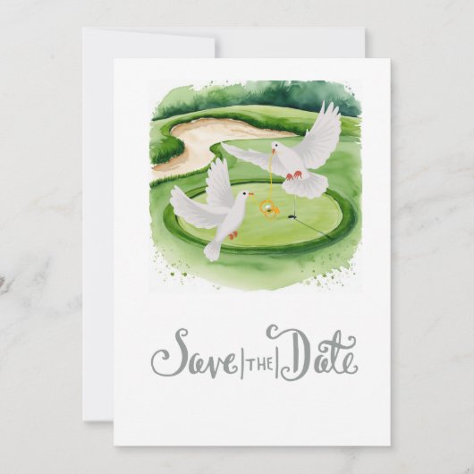 Golf Wedding Save the Date Golf thema Kaart (Voorkant)