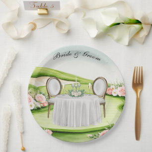 Golf Wedding thema op de golfbaan Papieren Bordje
