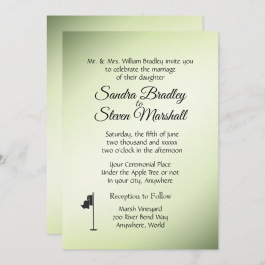 Golf Wedding Theme Green Invitations Kaart (Voorkant / Achterkant)