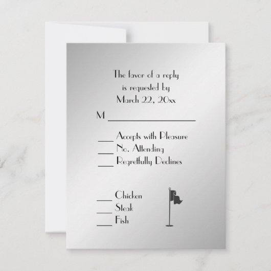 Golf Wedding Theme Silver Menu RSVP (Voorkant)