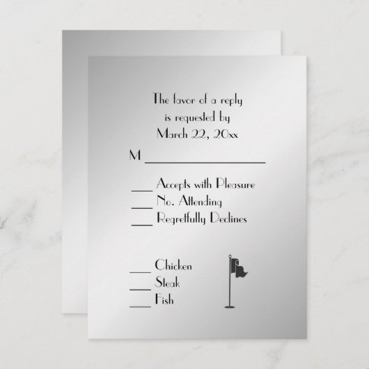 Golf Wedding Theme Silver Menu RSVP (Voorkant / Achterkant)