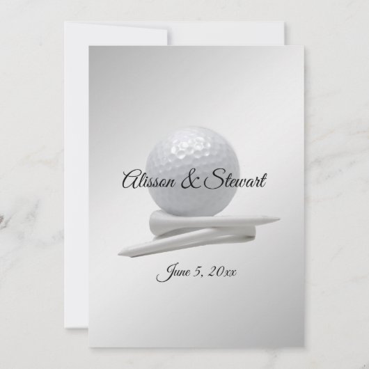 Golf Wedding Theme Silver-uitnodigingen Kaart (Achterkant)