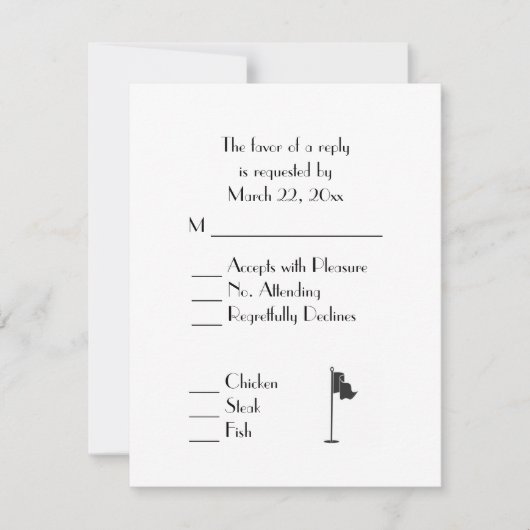 Golf Wedding Theme White Menu RSVP (Devant)