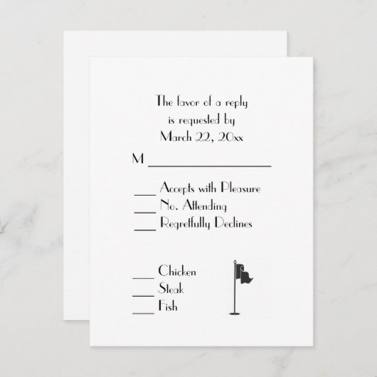 Golf Wedding Theme White Menu RSVP (Devant / Derrière)