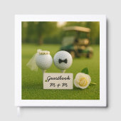 Golf Wedding with balls on green grass bride groom Gastenboek (Voorkant)
