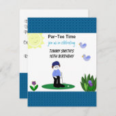 Golf Whimsical Invitation de fête d'anniversaire (Devant / Derrière)