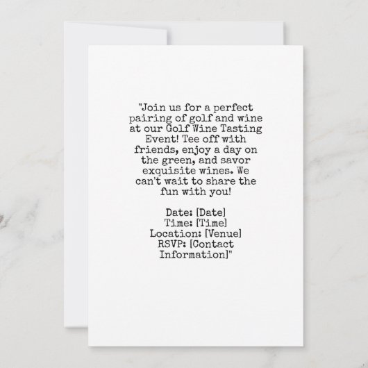 Golf Wine Tasting Event Invitation (Dos)