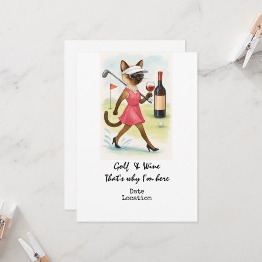 Golf Wine Tasting Event Invitation  Kaart (Voorkant / Achterkant in situ)