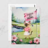 Golf Woman Toernooi voor Siamese Cat Golfer Briefkaart (Voorkant / Achterkant)
