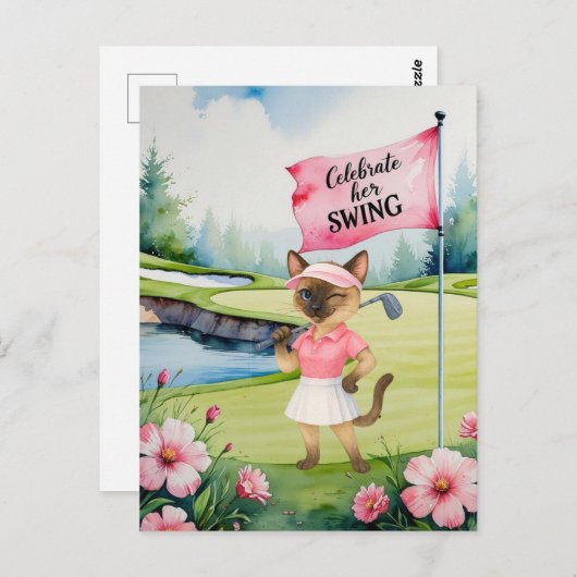 Golf Woman Toernooi voor Siamese Cat Golfer Briefkaart (Voorkant / Achterkant)