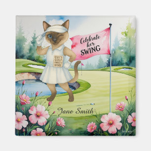 Golf Woman Toernooi voor Siamese Cat Golfer Magneet