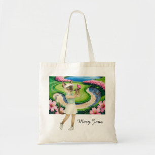 Golf Woman Toernooi voor Siamese Kattenliefhebbers Tote Bag