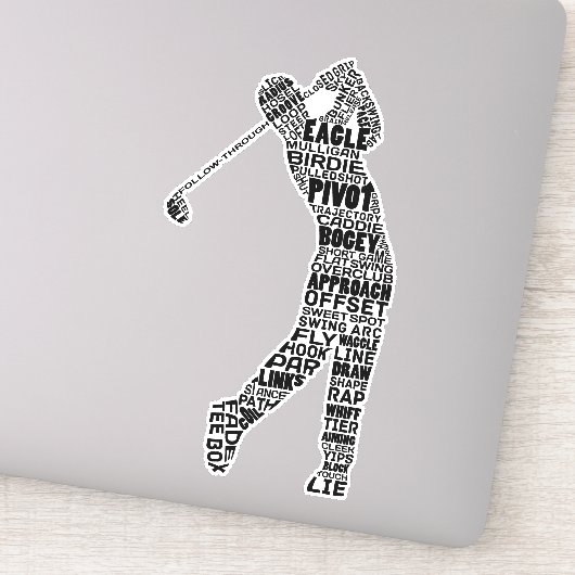 Golf Word Art, Golfende Typografie Sticker (Detail)