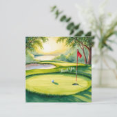 Golf zetten groen met Dank u woord Bedankkaart (Staand voorkant)