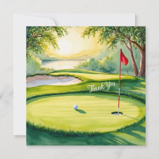 Golf zetten groen met Dank u woord Bedankkaart (Voorkant)