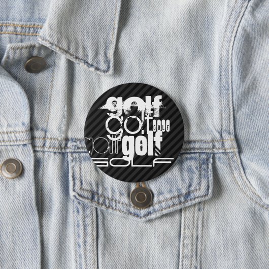 Golf; Zwarte & Donkergrijze Strepen Ronde Button 7,6 Cm (In situ)