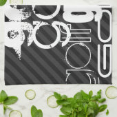 Golf; Zwarte & Donkergrijze Strepen Theedoek (Gevouwen)