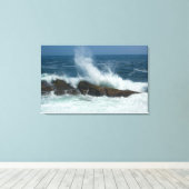 Golfactie op Pemaquid Point, Maine Canvas Afdruk (Insitu (Houten vloer))
