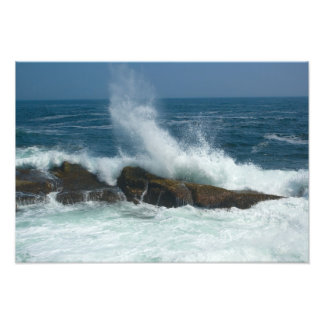 Golfactie op Pemaquid Point, Maine Foto Afdruk