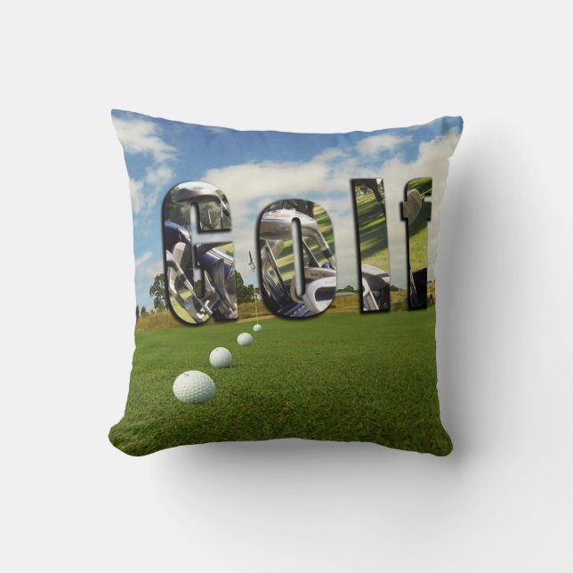 Golfbaan en logo, kussen (Voorkant)
