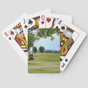 Golfbaan, kar en golfer speelkaarten