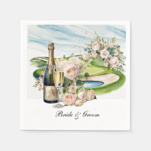 Golfbaan met bruiloft thema voor golfer servet