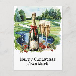 Golfbaan met kerst Drink voor golfer Feestdagenkaart