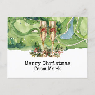 Golfbaan met kerst Drink voor golfer Postca Briefkaart