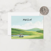 Golfbaan met naam voor golfer notitiekaartje (Voorkant / Achterkant in situ)
