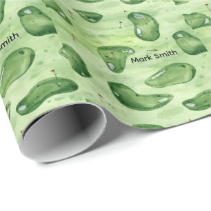 Golfbaan putting green met rode vlag cadeaupapier