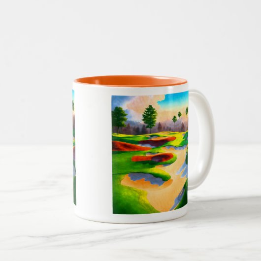 Golfbaan Utopia Tweekleurige Koffiemok (Voorkant rechts)