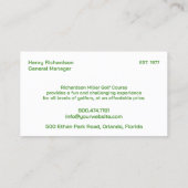 Golfbaan Visitekaartje (Achterkant)