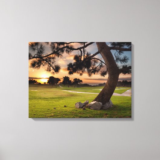 Golfbaan Zonsondergang Canvas Afdruk (Voorkant)