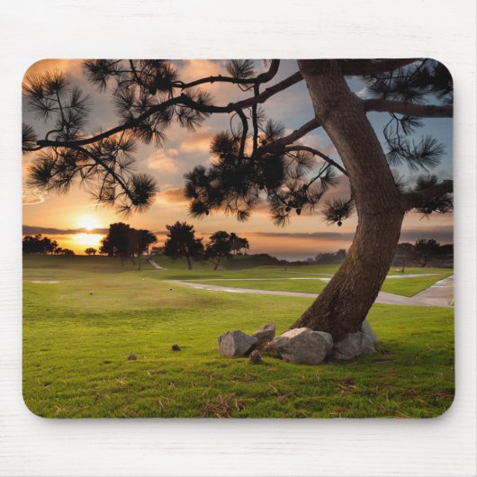 Golfbaan Zonsondergang Muismat (Voorkant)
