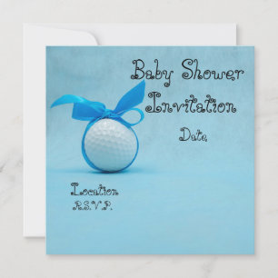 GolfBaby shower met blauw lintje op blauw