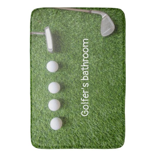 Golfbadkamer met golfballen en putter badmat (Voorkant Verticaal)