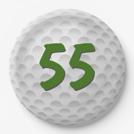 Golfbal 55e Verjaardagspapier Bord (Voorkant)