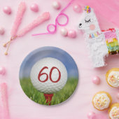 Golfbal 60e verjaardag papieren bordje (Feest)