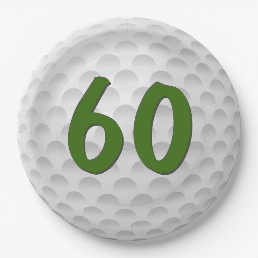Golfbal 60e Verjaardagspapier Bord (Voorkant)
