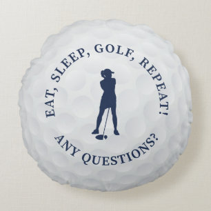 Golfbal Aangepast Dame Golfspeler Silhouet Mooie B Rond Kussen