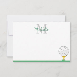 Golfbal aangepaste monogram eenvoudige notitiekaartje