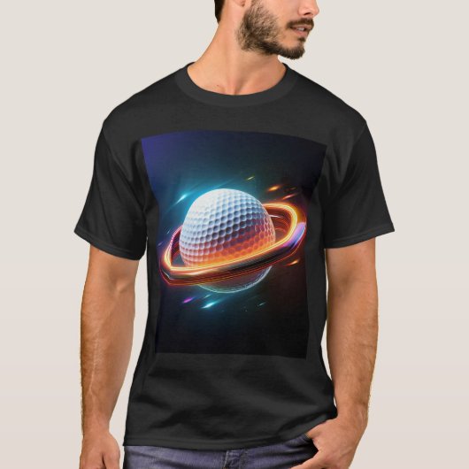 Golfbal als planeet Saturnus T-shirt (Voorkant)