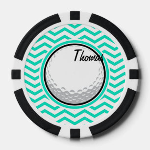Golfbal; Aqua Green Chevron Pokerchips