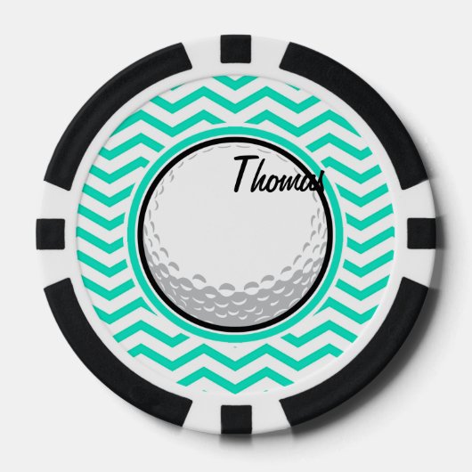 Golfbal; Aqua Green Chevron Pokerchips (Voorkant)