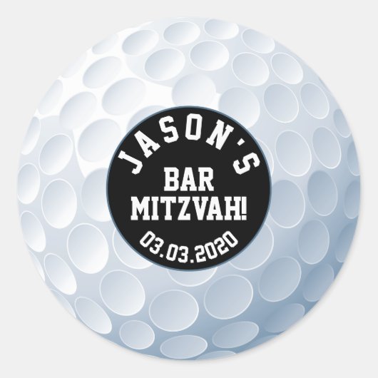Golfbal Bar Mitzvah Sticker Zwart Wit (Voorkant)