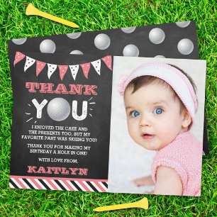 Golfbal elke leeftijd Verjaardag Foto Bedankkaart